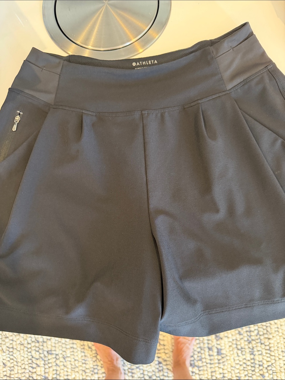 Athleta Black High-Rise Athletic Shorts with Zip Pocket